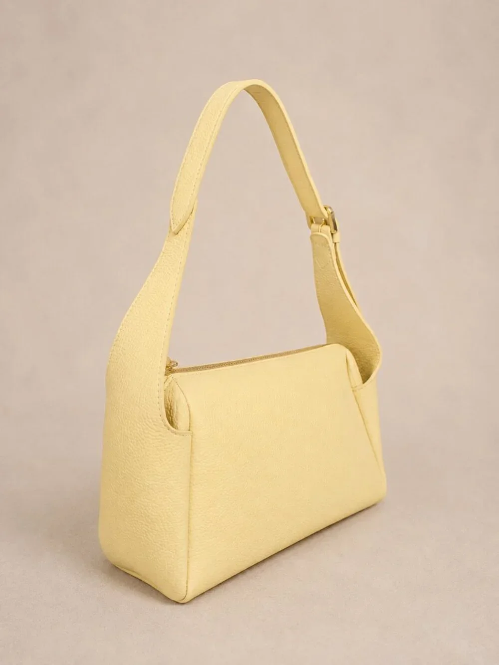 Butter Yellow Italian Leather Small Crossbody Shoulder Bag, Pebbled Handbag